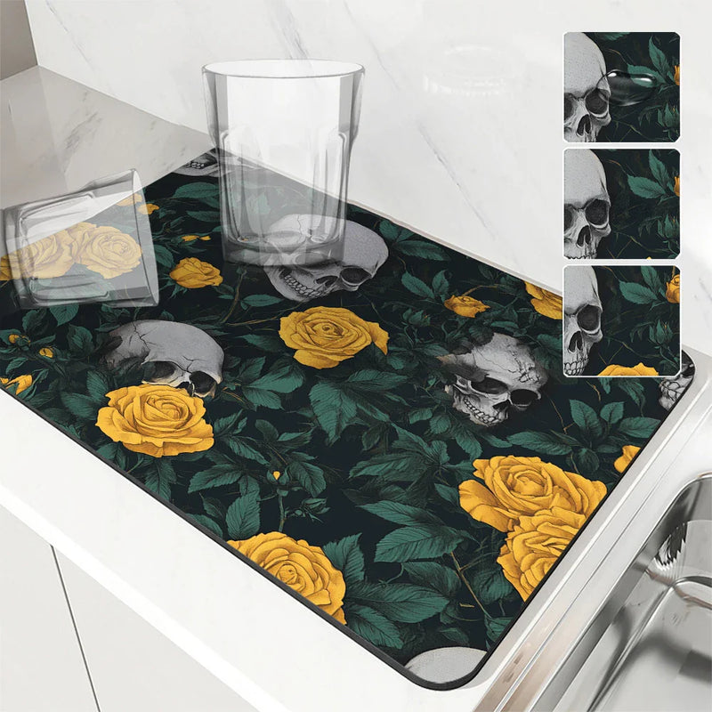 Axyaa Absorbent Anti-slip Coffee Dish Mat | Quick Dry Draining Pad for Kitchen/Bathroom