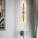 Axyaa Postmodern Gold LED Wall Lamp - Copper Bedside Sconce for Living Room