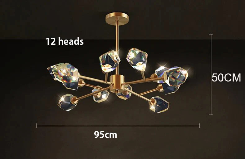Axxya Crystal Chandelier: Luxury Living Room & Bedroom Pendant Light