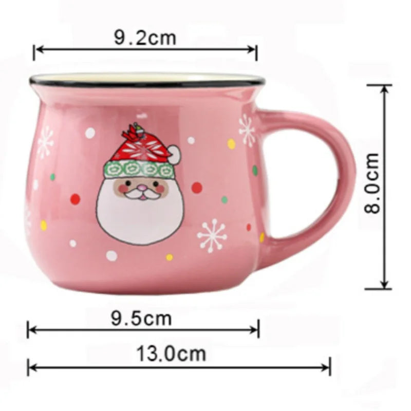 Axyaa Christmas Ceramic Mug with Festive Santa Elk Bear Penguin Print
