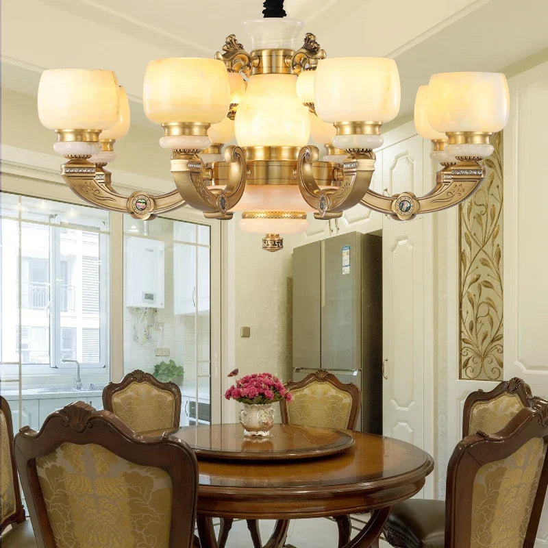 Axyaa Chinese Style All-Copper Chandelier for Living Room, Bedroom, and Dining Room