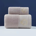 Axyaa Cream Towels Set: Hand Face Hair Towel & Big Shower Bath Towel