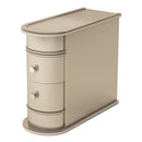 Axyaa Solid Wood Round End Table with Drawer, Narrow Nightstand & Side Table