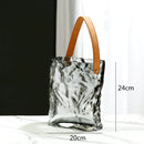 Axyaa Transparent Glass Vase with Irregular Texture for Terrarium Home Decoration