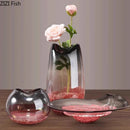 Axyaa Pink Gradient Glass Vase Flower Pot Desk Decor Room Aesthetic Arrangement
