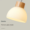 Axyaa Nordic Cream Style LED Pendant Light - Wood Glass Ceiling Fixture for Dining, Kitchen, Living Room