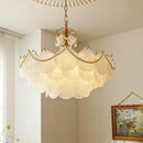 Axyaa Modern Shell Glass Chandelier - Copper Pendant LED Light for Home Decor