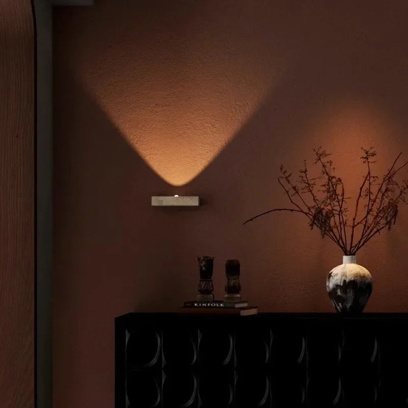Axyaa Yellow Travertine LED Wall Sconce - Modern Minimalist Marble Lamp