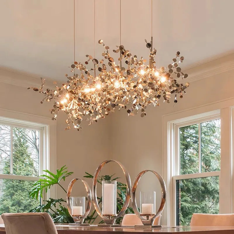 Axyaa Modern Leaf Chandelier for Living Room Dining Bar Decor