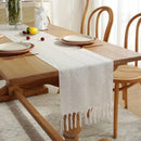 Axyaa Striped Jacquard Table Runner with Tassels for Elegant Home Decor