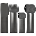 Axyaa 24-Piece Black Stainless Steel Cutlery Set Flatware Tableware Silverware Kit