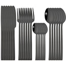 Axyaa 24-Piece Black Stainless Steel Cutlery Set Flatware Tableware Silverware Kit
