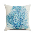Axyaa Coral Marine Life Watercolor Cushion Cover Ocean Fish Linen Pillowcase