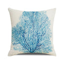 Axyaa Coral Marine Life Watercolor Cushion Cover Ocean Fish Linen Pillowcase