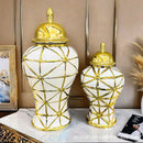 Axyaa Gold Ceramic Vase Decor for Home Entrance, Living Room - Floor-to-Ceiling Jar
