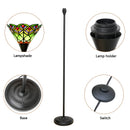 Axyaa Stained Glass Torchiere Floor Lamp Antique Industrial Style Standing Light