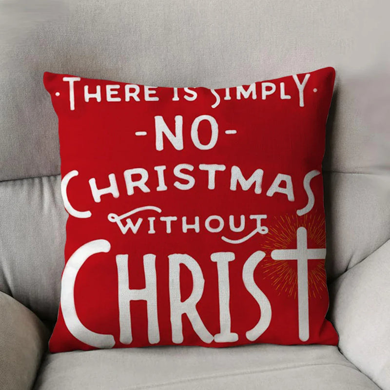 Axyaa Christmas Linen Cushions 45x45 for Living Room Sofa Decor