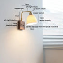 Axyaa Vintage Brass Ceramic LED Wall Lamp with Pull Chain Switch