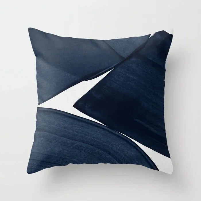 Blue Marble Geometric Cushion Cover 45x45cm for Home & Office Decor by Axyaa