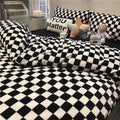 Axyaa Korean Style Stripe Grid Bedding Set Twin Queen Full Size Bed Linen