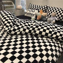 Axyaa Korean Style Stripe Grid Bedding Set Twin Queen Full Size Bed Linen