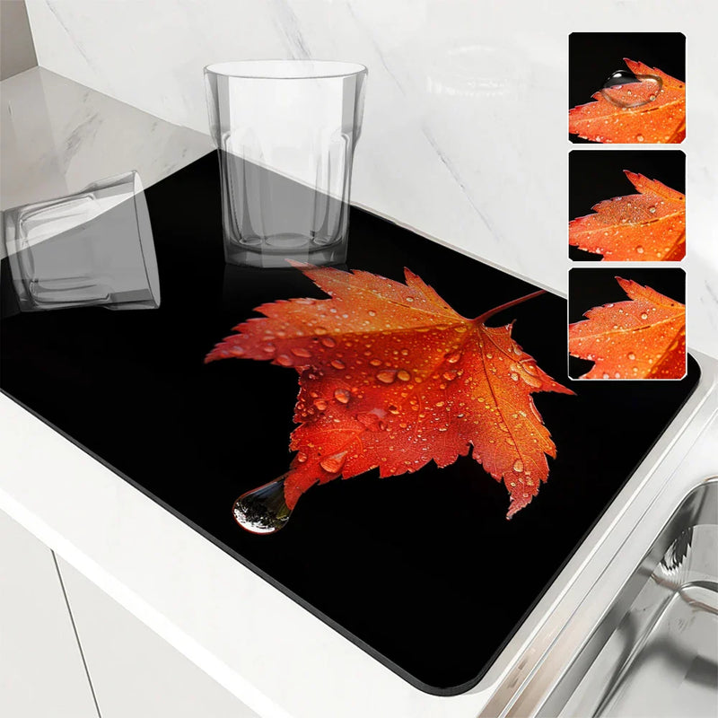 Axyaa Autumn Maple Leaf Absorbent Drying Mat