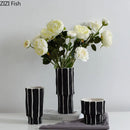 Axyaa Stripe Ceramic Vase Flower Pots Desk Decor Ornaments Craft Floral Vases