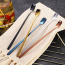 Axyaa Stainless Steel Square Coffee Spoons - Long Handle Dessert Spoons for Kitchen