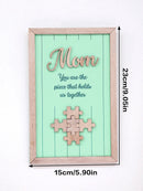 Axyaa Wooden 'Mom' Puzzle Frame, Green Wall Art Ornaments, Home Decor, Mother's Day Gift