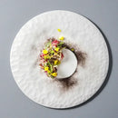 Axyaa Rock Pattern Dinner Plate Matt White French Ceramic Tableware