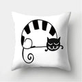 Axyaa Black & White Cat Pattern Cushion Cover for Living Room, Bedroom & Sofa