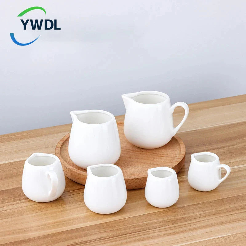 Axya Ceramic Milk Jug Handle Espresso Cream Serving Pitcher White Milk Cup