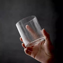 Axyaa Striped Glass Cups: Vintage Cocktail Glassware for Lattes & Iced Coffee