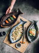 Axyaa Ceramic Fish Plate for Sushi and Steamed Fish, Household Kitchen Essential