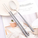Axyaa Silver Grey Handle Dinnerware Set Stainless Steel Cutlery Spoon Chopsticks