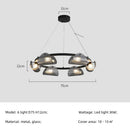 Axyaa Smoky Gray Glass Chandelier LED Pendant Light for Luxury Dining Room