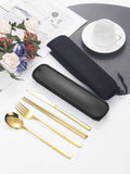 Axyaa 4-Piece Portable Travel Cutlery Set with Box