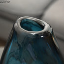 Axyaa Ocean Blue Glass Vase: Artificial Flower Room Decor