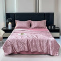 Axyaa Silky Jacquard Summer Quilt Set - Smooth & Machine Washable