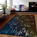 Axyaa Black Constellation Rug Set: Living Room, Bedroom, Bathroom Décor & Gift