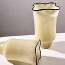 Axyaa Black Pleated Glass Vase for Elegant Flower Arrangement