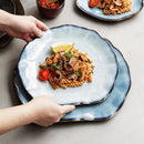 Axyaa Irregular Ceramic Steak Plate Pasta Sushi Dessert Serving Plate Molecular Cuisine