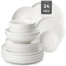 Axyaa Porcelain Dinnerware Set: 12/16/18/24 pcs with Plates, Bowls - Classic White