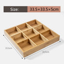 Axyaa Bamboo Partition Plate Set, Square & Circular Dried Fruit Tray, Snack Storage Basket
