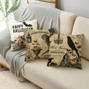 Axyaa Halloween Bat Pumpkin Illustration Pillowcase Sofa Lumbar Pillow Cover