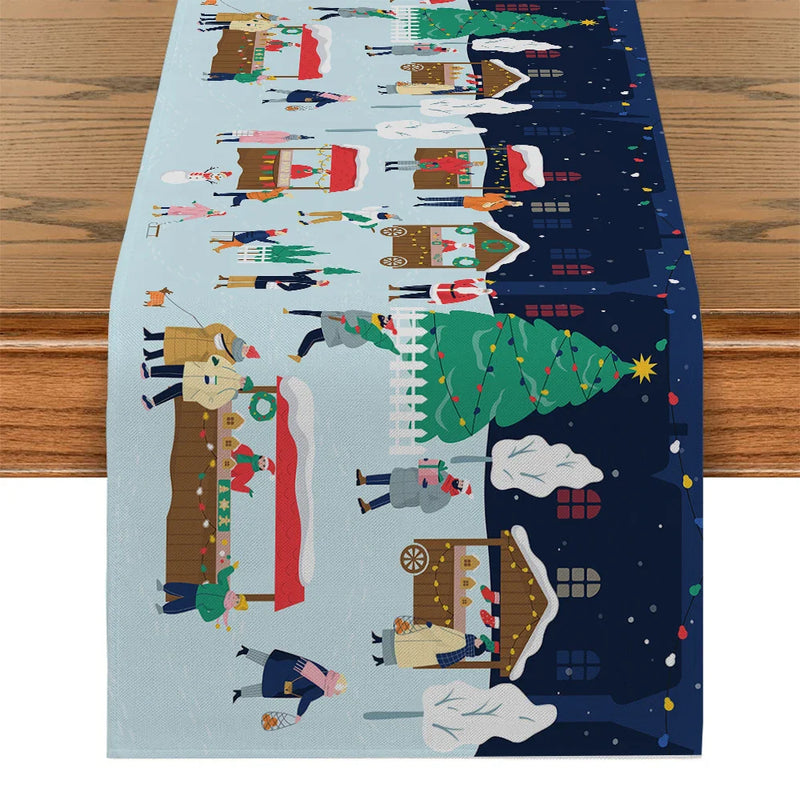 Axyaa Christmas Farmhouse Table Runner Holiday Decor Party Wedding
