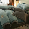 Axyaa King Velvet Flannel Bedding Set with Fleece Sheet & Pillowcase