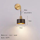 Axyaa Metal Gold Wall Lamp with Wood Lampshade for Parlor and Bedroom Lighting