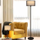 Axyaa Nordic Black/White Fabric Floor Lamp - Minimalist High Living Room Table Lamp