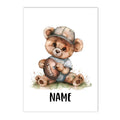 Axyaa Teddy Bear Sports Custom Name Nursery Wall Art Canvas Print Kids Room Decor